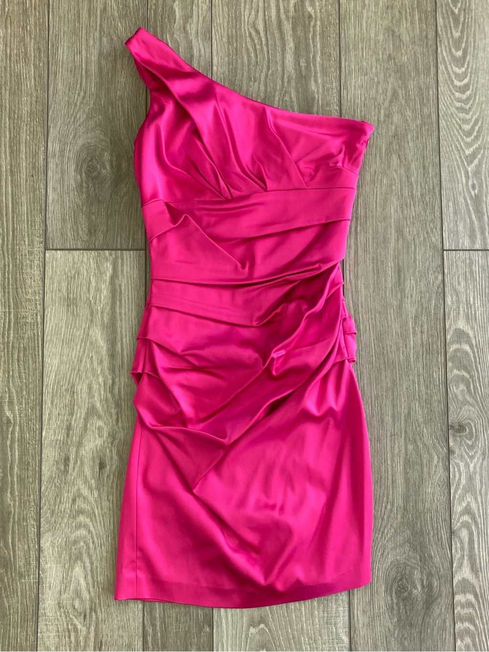 Suzi Chin for Maggy Boutique One-Shoulder Hot Pink Cocktail Dress